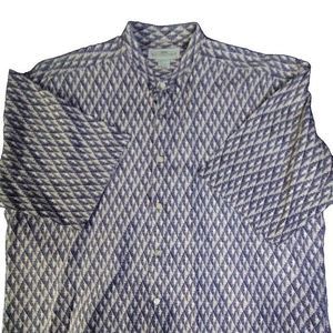Natural Issue Large Shirt Band Collar Button Geometric Diamond‎